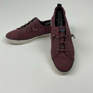 Sperry Pier View Women's Slip On‎ Sneakers Size 11 M Canvas Wine Red Casual Shoe